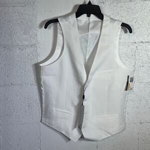 Bar III Men's Slim-Fit White 100% Linen Suit Vest white Small $115